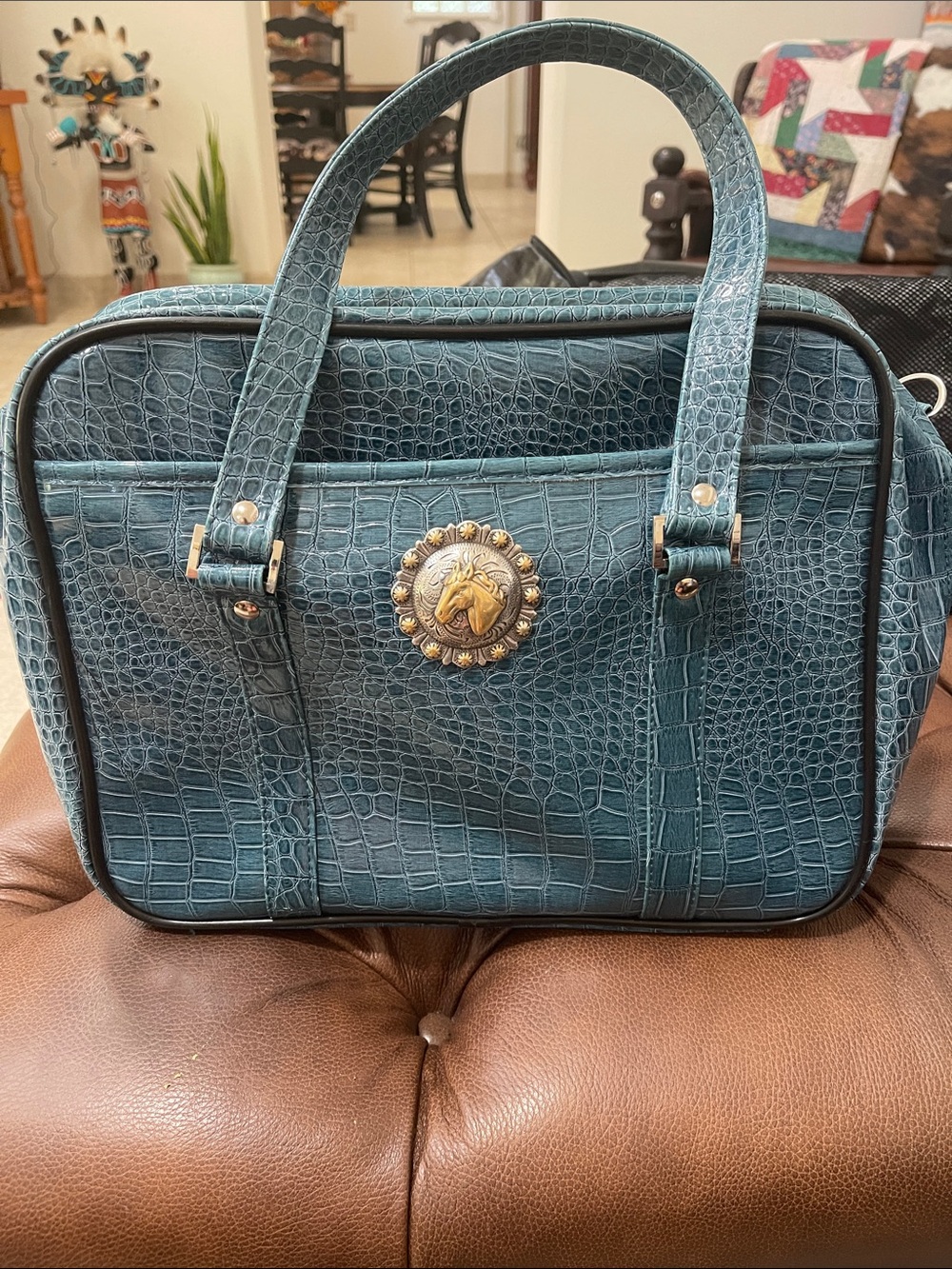 Up cycled Cowgirl makeup and jewelry travel bag.